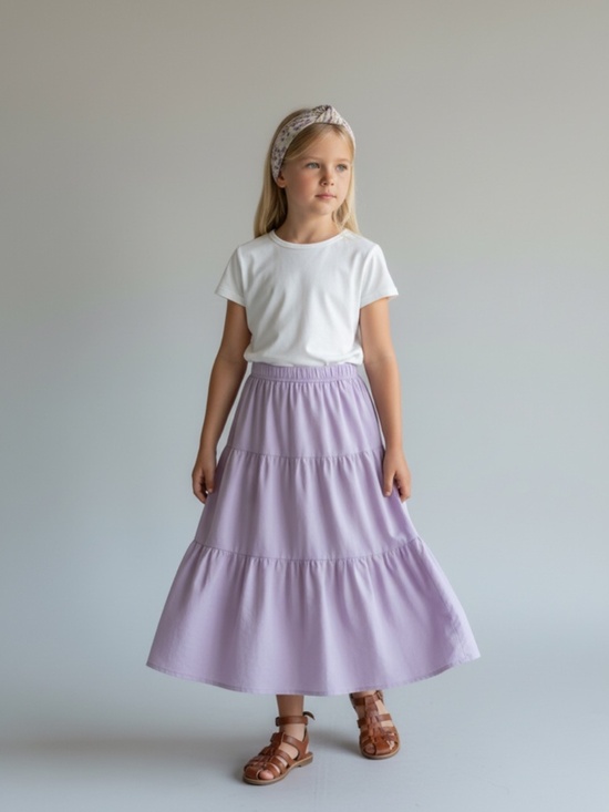 Mom and Pop's Kids Other - Skirt ORGANIC Girls 10/12 Midi Purple Ruffle Tiered Cotton Mom and Pop's Kids